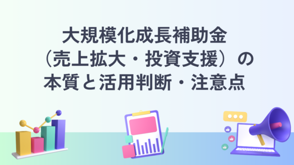 大規模化成長補助金（売上拡大・投資支援）の本質と活用判断・注意点