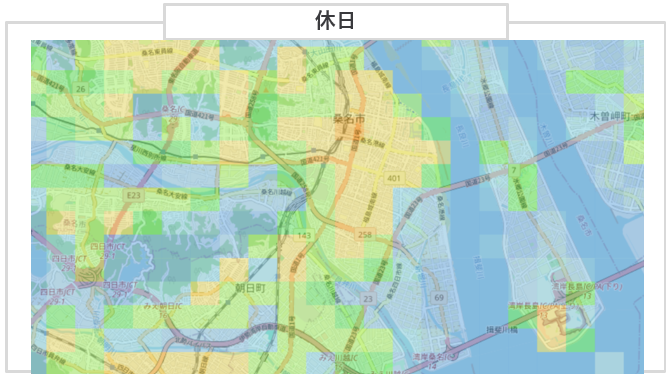 三重県桑名市の国内観光客の滞在人口（2023年4月）休日